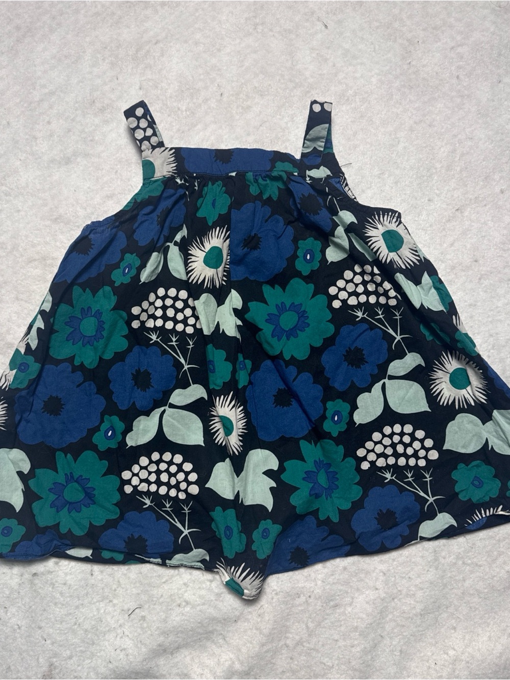 Marimekko x Target Girls Navy Floral Dress with Blue & Teal Blooms